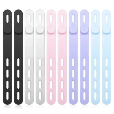 Immagine di 10 fascette forate, in silicone, riutilizzabili, organizer per cavi e cavi, multiuso silicone