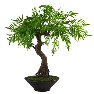 Immagine di Leaf Albero artificiale, materiali misti, bonsai ritorto ficus, 45 cm
