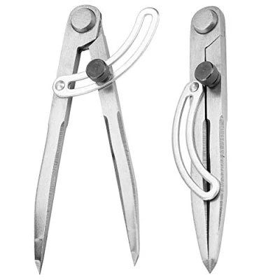 Immagine di BESLIEM Compasso, Distanza Bussola Divisore Strumento, Inox Regolabile Edge Creaser Marcatura di cerchi Strumenti Misura del mestiere in metallo 200mm