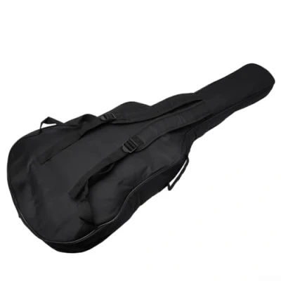 Immagine di Lecreatekit custodia per chitarra, nera, imbottita, di dimensioni standard, imbottita impermeabile in tessuto chitarre acustiche, Nero