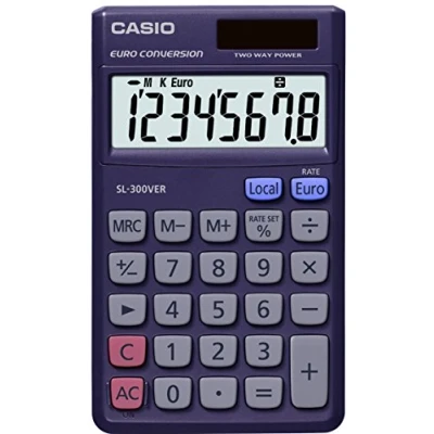 Immagine di Casio SL 300VERA calcolatrice tascabile Display 8 cifre, con euroconvertitore, Blu