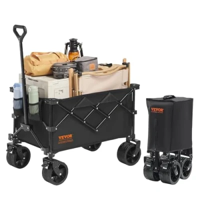 Immagine di VEVOR Carro Pieghevole, Carrello da Spiaggia 220 L con Ruote per Tutti i Terreni, Pieghevole Carichi Pesanti Max 330 libbre portabevande
