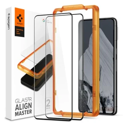 Immagine di Spigen AlignMaster Vetro Temperato compatibile con Google Pixel 8 Pro, 2 Pezzi, Installazione Semplice Cornice di Allineamento, Copertura Totale, Durezza 9H Pellicola prottetiva