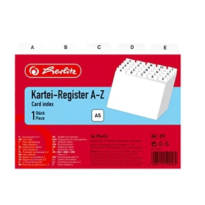 Immagine di Herlitz Divisori alfabetici in plastica formato A5, colore: Bianco