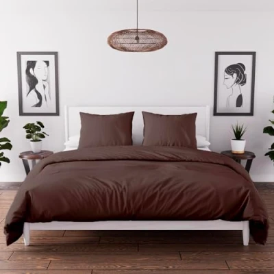 Immagine di Soleil d&#039;ocre, Parure copripiumino in microfibra lavata 240 x 220 cm Boheme Marrone