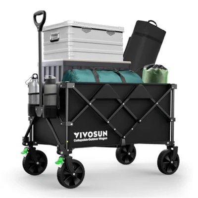 Immagine di VIVOSUN Carrello Pieghevole da Giardino, Con Ruote Universali e Manico Regolabile, Colore Nero