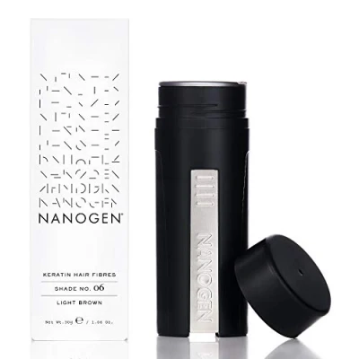 Immagine di Cosmetico per capelli anti diradamento con fibre capillare di cheratina Nanogen 30 g, Castano Chiaro