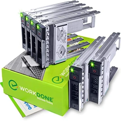 Immagine di WORKDONE Confez. 6 Caddy Disco Rigido 3,5&quot; con Adattatore HDD 2,5&quot; Compatibile Server Dell PowerEdge 14 15 Generazione Selezionati Manuale Etichette Adesive Cacciavite Viti Robuste