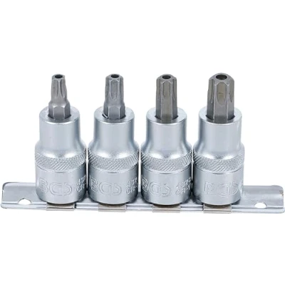 Immagine di Juego de puntas vaso entrada 12,5 mm (1/2&quot;) perfil en T (para Torx) con perforación T40 T55 4 piezas