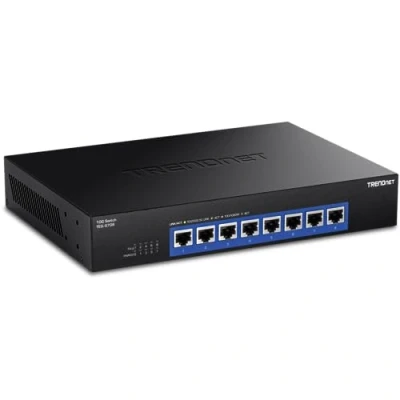 Immagine di TRENDnet Switch a 8 porte 10G, RJ 45 da 10 G, capacità di commutazione 160 Gbps montabile su rack, connessioni rete Gigabit, protezione vita, nero, TEG S708