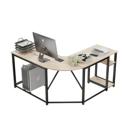 Immagine di Himimi scrivania per computer (138X138X75cm), grande ufficio a forma di L, tavolo da gioco PC, ad angolo con 2 ripiani