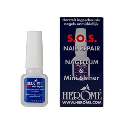 Immagine di Herome SOS Nail Repair (10ml) Kit Riparazione Unghie Rotte e Spezzate Contiene Colla per le una Mini Lima Lucidante