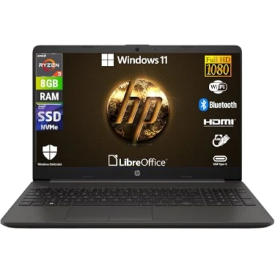 Immagine di HP 255 G10, AMD Ryzen 3 7320u 4 Core 2.4 Ghz, Computer portatile Notebook Display 15.6&quot; Full HD, Ram 8GB DDR4 256GB SSD, Windows 11 Pro, Pronto all&#039;uso con Libre Office