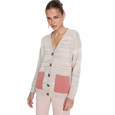 Immagine di Trendyol Donna Design Regolare Standard V Collo Maglieria Cardigan Maglione, Ecru, M