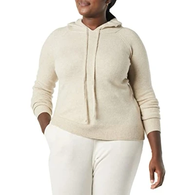 Immagine di Amazon Essentials Maglione Pullover con Cappuccio Morbido al Tatto Donna, Beige, L