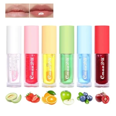 Immagine di Frutta Sapore Gloss Labbra, 6 Pezzi Lucidalabbra, Lucidalabbra Trasparente, liquido idratante a lunga durata, colore labbra rimpolpante