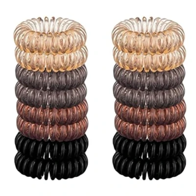 Immagine di 16 Pezzi Fasce Elastici per capelli a spirale plastica,Elastici in plastica spirale,Elastici Cavo telefonico