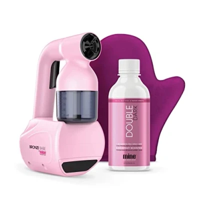 Immagine di MineTan Spray Tan Machine Personal Bronze Babe Kit Black Portable Self Tanner, At Home Gun with 8oz, Double Dark Solution, Works All Sunless Tanning Solutions