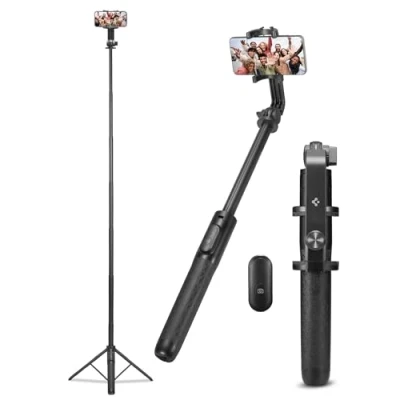 Immagine di Spigen Treppiede Smartphone Bastone Selfie 160 cm Wondersnap S560W Stick con Telecomando per iPhone, Galaxy, Pixel, Xiaomi, GoPro etc Nero