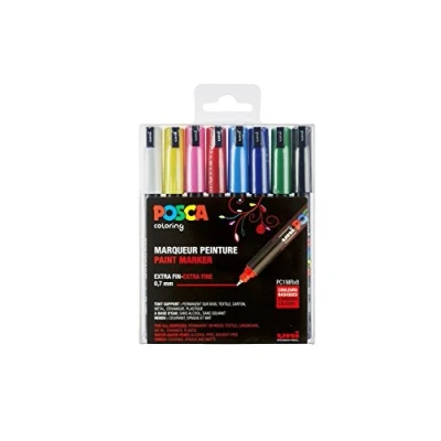 Immagine di uni ball POSCA 181708 Set di 8 pennarelli con punta calibrata, colori base