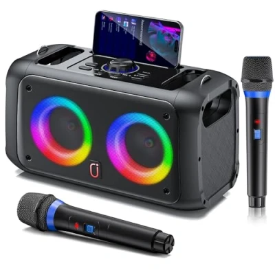 Immagine di JYX Cassa Karaoke con 2 Microfoni, Professionale Completo, Altoparlanti Bluetooth Cantanti PA Sistema Portatile, Supporta Bluetooth/TF/USB/AUX/TWS