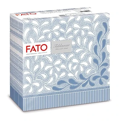 Immagine di Fato Tovaglioli in Carta a secco, Airlaid, Effetto Tessuto, Confezione da 50 tovaglioli, Formato 40x40 piegato 4, Decoro Botanic Blu Provence
