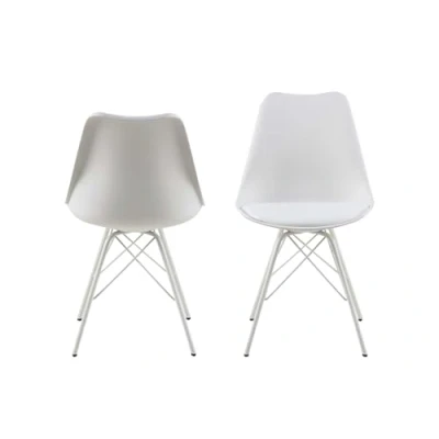 Immagine di AC Design Furniture Emanuel Sedia da Pranzo, finta pelle, Bianco, L: 54 x W: 48.5 H: 85.5 cm, 2 Unità