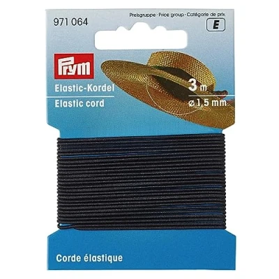 Immagine di Prym Cordone Elastico, 55% ED 45% PES, Nero, Ø 1,5 mm 3 m