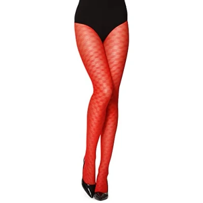Immagine di Merry Style collant per donna semi trasparenti con motivo a scacchi 40 DEN GI1102 (Rosso, S)