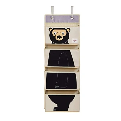 Immagine di 3 Sprouts Porta Pannolini da Appendere Organizer Fasciatoio per Neonati Portaoggetti Tasche Parete Orso