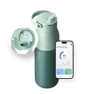 Immagine di LARQ Bottle PureVis 2 680ml Auto pulente UV App monitoraggio idratazione, bottiglia isolante in acciaio inox Riutilizzabile, ideale per viaggi, garanzia anni, Eucalyptus Green