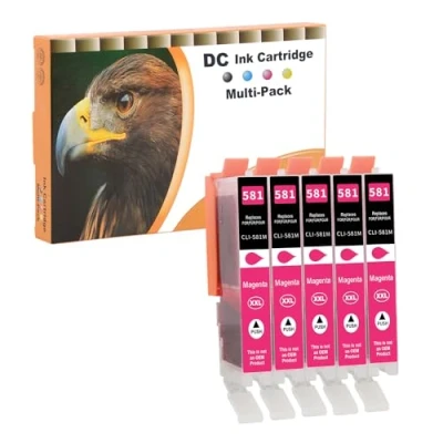 Immagine di D&amp;C 5x Magenta cartucce compatibili con Canon CLI 581 XXL ricambio per Pixma TR7550 TR8550 TS6150 TS6151 TS6250 TS6251 TS8150 TS8151 TS8152 TS8250 TS8251 TS8252 TS9150 TS9155 TS9550