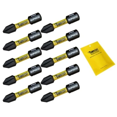 Immagine di SabreCut SCPH232_10 Set di 10 punte magnetiche per cacciavite a percussione PH2, 32 mm, resistenti, compatibili con Dewalt Milwaukee, Bosch, Makita e altri