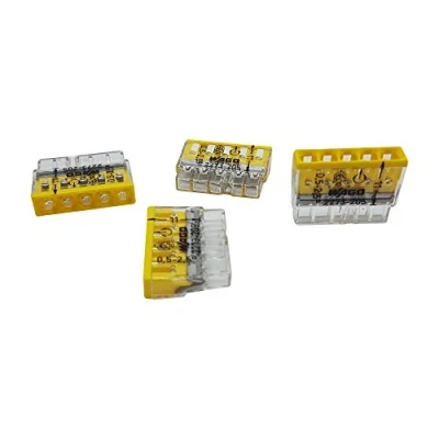 Immagine di 10 pezzi Wago 2273 205 Scatola di giunzione COMPACT morsettiera Ø 0,5 2,5 mm², a 5 poli, trasparente/giallo