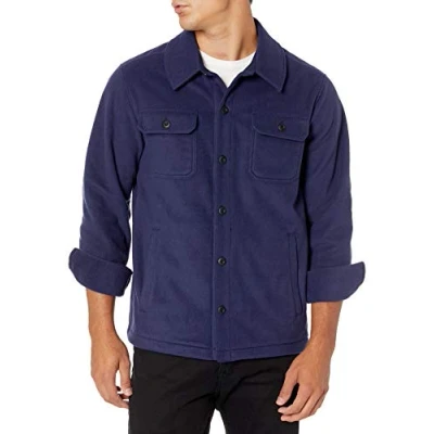 Immagine di Amazon Essentials Giacca Camicia a Maniche Lunghe in Pile Uomo, Blu Marino, XS