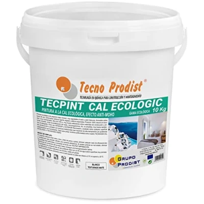 Immagine di Tecno Prodist TECPINT CAL ECOLOGIC (10 Kg) Idropittura per interni ed esterni a base di calce, 100% naturale Effetto permeabile e impermeabile, pareti soffitti Facile applicazione (BIANCO)