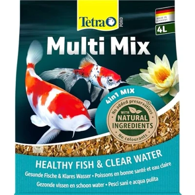 Immagine di Tetra Pond Multi Mix 4 L Mangime per Pesci, Composto da Diversi Tipi di Cibo (Cibo in Scaglie, Bastoncini, Gammarus, Wafer)