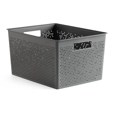 Immagine di TATAY Scatola organizer rettangolare Bohol, 20 l, in polipropilene, senza BPA, 100% plastica riciclata, colore grigio antracite, dimensioni: 30 x 39 21,5 cm