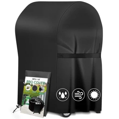 Immagine di SPGOOD Copertura Barbecue Tondo, Resistente Alle Intemperie, Impermeabile, in Tessuto Oxford 420D, ai Raggi UV e Agli strappi, per Barbecue, (76 x 66 110 cm), colore: nero