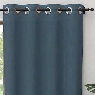 Immagine di Soleil d&#039;ocre Panama Tenda con occhielli, in puro cotone, Blu (Blu Petrolio), 135 x 250 cm