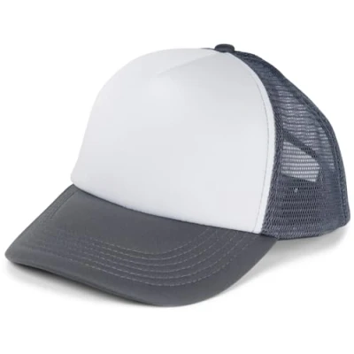 Immagine di styleBREAKER Unisex 5 Panel Mesh cap, Trucker Baseball Basecap, Chiusura Click e Snap Regolabile 04023007, Colore:Bianco Grigio Scuro