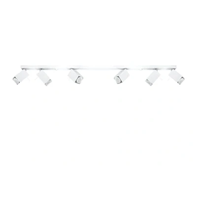 Immagine di SOLLUX lighting Merida 6L Plafond Lampada Da Soffitto Minimalista Per Interni Paralume Mobile Lampadina GU10 Sostituibile 6 x 40 W 12 LED Acciaio Verniciato A Polvere Bianco 118 16 cm