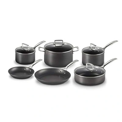 Immagine di le CREUSET Set di pentole antiaderenti, 6 pezzi con 4 coperchi in vetro, ideale per tutti i forni e gamme (induzione inclusa)