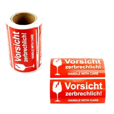 Immagine di GoodMarkt Attenzione: adesivi fragili etichette di avvertimento rosso brillante su rotolo 102 x 48 mm autoadesive 250 Handle with care Attenzione vetro adesivo Fragile attention