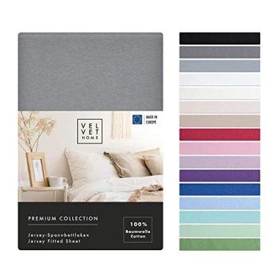 Immagine di VelvetHome Premium Lenzuolo con Angoli Una Piazza e Mezza 140x200 cm Lenzuola 1 Francese in 100% cotone elastico di prima qualità sotto 140 x 200 Menta