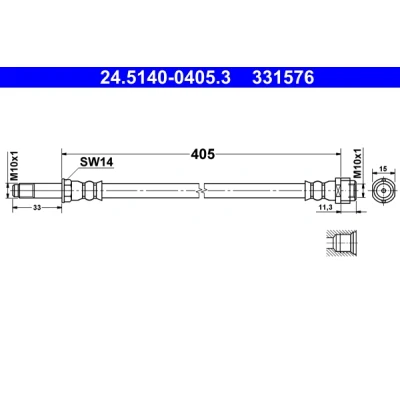 Immagine di ATE 24.5140 0405.3 Tubi Freno 405 M10x1 MERCEDES BENZ: Classe C Sedan, T modell