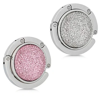 Immagine di kwmobile 2x Gancio Borsa da Tavolo Appendi in Alluminio Pieghevole Antiscivolo Antigraffio Set Appendiborsa max 3kg oro rosa/bianco/argento