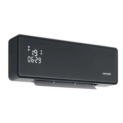 Immagine di Concept QH4100 Radiatore elettrico in ceramica, 2 impostazioni: 1000 e 2000 W, montaggio a parete, controllo app, telecomando, display LED con indicatore di temperatura, timer, grigio