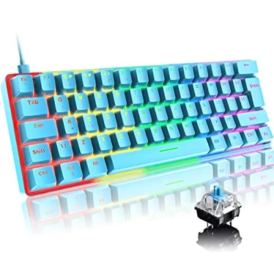 Immagine di FELiCON x ZIYOU LANG T60 Tastiera da gioco meccanica al 60%, Gaming Cablata Type C, Compact 62 Tasti, 19 RGB Rainbow Chroma Retroilluminato, Blue Switch Mechanical Keyboard per PC Mac Blu