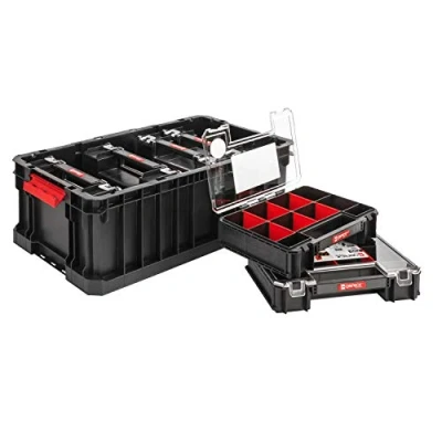 Immagine di Set Qbrick System Two Scatola modulare + 6 organizer, cassetta per attrezzi e piccoli oggetti, con coperchio grande